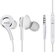 oem incredible 2019 stereo headphones for samsung galaxy s10 s10e s10 plus with braided cable - akg designed - built-in microphone (white) logo