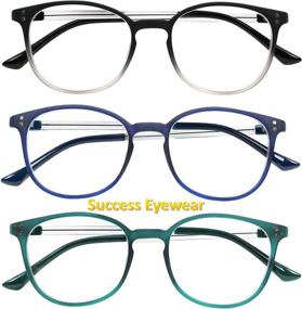 img 3 attached to 👓 Stylish Color Readers Fashion Glasses for Reading Men & Women - Set of 3 Pairs