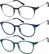 👓 stylish color readers fashion glasses for reading men & women - set of 3 pairs logo