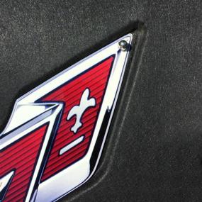 img 2 attached to 🏎️ C7 Corvette Stingray Crossed Flag Metal Under Hood Emblem: Perfect Fit for 2014-2019 Corvettes