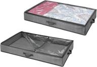 efficient under bed storage organizer for clothing, linen & accessories - 2 pack, charcoal gray/clear - mdesign logo