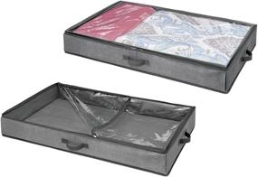 img 4 attached to Efficient Under Bed Storage Organizer for Clothing, Linen & Accessories - 2 Pack, Charcoal Gray/Clear - mDesign