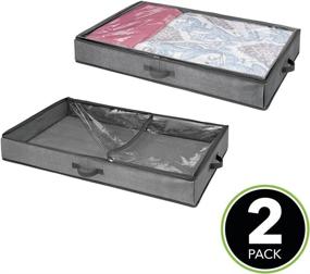 img 3 attached to Efficient Under Bed Storage Organizer for Clothing, Linen & Accessories - 2 Pack, Charcoal Gray/Clear - mDesign