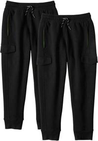 img 1 attached to Alkii 2-Pack BlackBlue 👖 Fleece Pocket Boys' Pants in Clothing