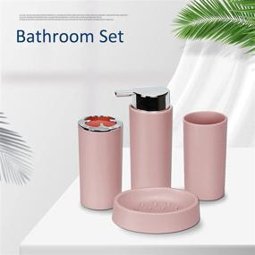 img 3 attached to 🛁 6-Piece Pink Bathroom Accessories Set - Toothbrush Holder, Cup, Soap Dispenser, Dish, Toilet Brush, Trash Can, Bathroom Decorations and Sets (Pink)