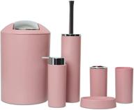 🛁 6-piece pink bathroom accessories set - toothbrush holder, cup, soap dispenser, dish, toilet brush, trash can, bathroom decorations and sets (pink) logo