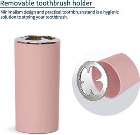 img 2 attached to 🛁 6-Piece Pink Bathroom Accessories Set - Toothbrush Holder, Cup, Soap Dispenser, Dish, Toilet Brush, Trash Can, Bathroom Decorations and Sets (Pink)