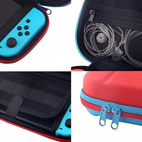img 1 attached to 🎮 GOMDA Switch Carry Case: Compatible with 20 Games Cartridges, Support Bracket - Hard Shell Traveling Case Pouch for Nintendo Switch Console & Accessories, Blue Red
