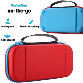img 3 attached to 🎮 GOMDA Switch Carry Case: Compatible with 20 Games Cartridges, Support Bracket - Hard Shell Traveling Case Pouch for Nintendo Switch Console & Accessories, Blue Red