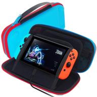 🎮 gomda switch carry case: compatible with 20 games cartridges, support bracket - hard shell traveling case pouch for nintendo switch console & accessories, blue red logo