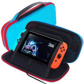 img 4 attached to 🎮 GOMDA Switch Carry Case: Compatible with 20 Games Cartridges, Support Bracket - Hard Shell Traveling Case Pouch for Nintendo Switch Console & Accessories, Blue Red