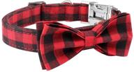 🎀 metallic plaid bowtie dog cat collar with heavy metal buckles - adjustable & soft comfy collar in 3 sizes logo