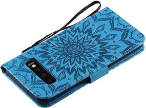 img 2 attached to 🌼 Stylish Blue NOMO Galaxy S10 Wallet Case with Mandala Sun Flower Design and Card Slots