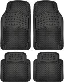 img 3 attached to 🔴 Custom Fit Universal Rubber Floor Mats - All Season Protection for All Cars - 4 Piece Set - Black