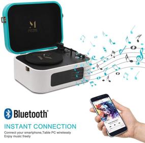 img 3 attached to 🎵 Портативный виниловый проигрыватель с Bluetooth и встроенной колонкой - двухскоростной вертушка для 7/10/12-дюймовых виниловых пластинок - оснащенный RCA разъемом - стильный дизайн в виде чемодана (белый)