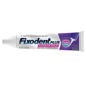 img 1 attached to Улучшенный клей для зубных протезов Fixodent Plus, 2 унции - 4 упаковки для улучшенной устойчивости и комфорта.