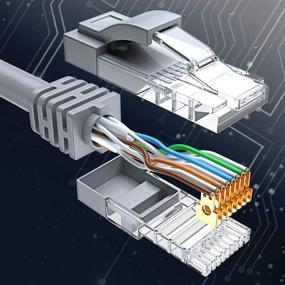 img 1 attached to 🔌 Кабель Ethernet Cat 6, 25 футов (2 штуки) - Короткое расстояние высокоскоростной сетевой интернет-кабель RJ45 - 25 футов Cat6, серый - Кабели из чистой меди, сертифицированные UL.