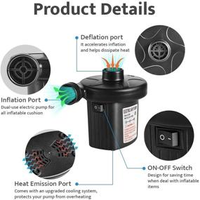 img 3 attached to 🔌 Powerful Electric Air Pump for Inflatable Couch, Airbeds, Swimming Ring, Inflatable Pool | 2-in-1 Portable Air Mattress Pump | Quick-Fill Inflator with 3 Nozzles | 110-240V AC/DC Compatible