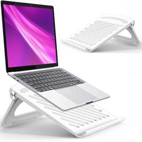 img 4 attached to 🖥️ JSD Laptop Stand for Desk - Ergonomic, Foldable & Portable Computer Riser Cooling Pad - Notebook Holder Stand Compatible with MacBook Pro, Air, HP, Dell, Lenovo - Suitable for 10-17" Laptops