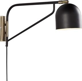 img 3 attached to 🌙 Black and Antique Brass Mid-Century Swiveling Wall Sconce by Rivet, 11"H, with Bulb - Amazon Brand