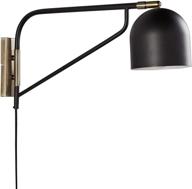 🌙 black and antique brass mid-century swiveling wall sconce by rivet, 11"h, with bulb - amazon brand логотип