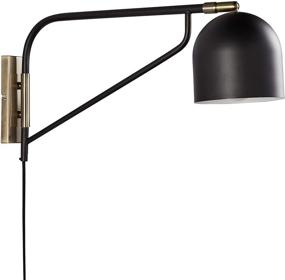 img 4 attached to 🌙 Black and Antique Brass Mid-Century Swiveling Wall Sconce by Rivet, 11"H, with Bulb - Amazon Brand