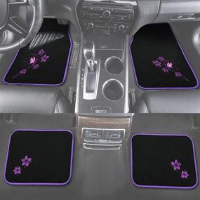 img 1 attached to 🌸 Set of 4 Universal Fit Butterfly & Flower August Auto Carpet Car Floor Mats for Sedan, SUVs, Truck, Vans