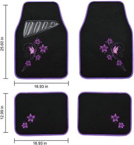 img 2 attached to 🌸 Set of 4 Universal Fit Butterfly & Flower August Auto Carpet Car Floor Mats for Sedan, SUVs, Truck, Vans