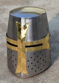 img 2 attached to AnNafi Brass Crusader Helmet - Medieval Metal Knight Helmets with Premium Quality