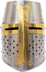 img 3 attached to AnNafi Brass Crusader Helmet - Medieval Metal Knight Helmets with Premium Quality