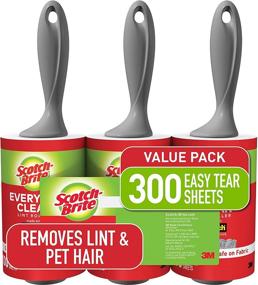 img 4 attached to Scotch-Brite 3-Roller Lint Roller: 🧻 300 Sheets Total for Effective Lint Removal