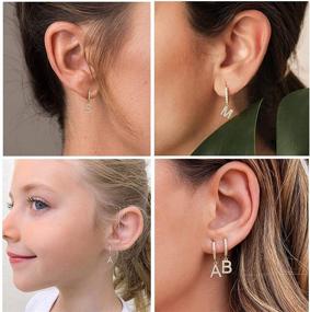 img 1 attached to RINHOO Initial Earrings Zirconia Hypoallergenic Girls' Jewelry for Earrings