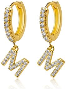 img 4 attached to RINHOO Initial Earrings Zirconia Hypoallergenic Girls' Jewelry for Earrings