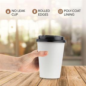 img 2 attached to Convenient 12 Oz. Disposable Coffee Cup Set - 100 Paper Cups with Black Plastic Lids, Stylish Grab 'n Go Design - Personalizable Cups, Ideal Travel Companion (100 Count)