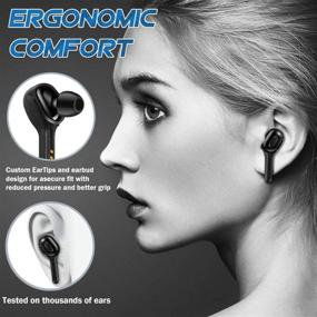 img 1 attached to Улучшенные беспроводные наушники Bluetooth 5.0 с TWS-стереозвуком, шумоподавлением, защитой IPX8 от воды, микрофоном, магнитным индукционным чехлом для зарядки, 5 часами проигрывания