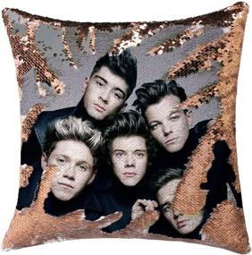 img 4 attached to 🎁 Декоративные подушки с пайетками Jiamos Direction Merch: реверсивные подушки-мермейд, идеальный подарок на Рождество и день рождения, 16x16 дюймов, цвет шампанского золота.