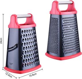 img 3 attached to 🧀 GUANCI 4-Sided Stainless Steel Box Grater for Parmesan Cheese, Chocolate, Vegetables, Fruits, Ginger - Non-Slip Base - 10 Inch