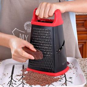 img 1 attached to 🧀 GUANCI 4-Sided Stainless Steel Box Grater for Parmesan Cheese, Chocolate, Vegetables, Fruits, Ginger - Non-Slip Base - 10 Inch