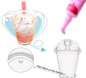 img 2 attached to 🧋 OLYCRAFT 204pcs Mini Milky Tea Keychain Accessories: Ultimate Bubble Tea Cream Glue Casting Kit + Adorable Mini Cup Pendant Charms with Keychain Rings, Tassels, Bubbles & Straws for Key Chain DIY and Earring Making