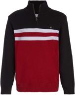 calvin klein boys' half zip pullover sweater: stylish ribbed neckline & logo detailing for kids logo