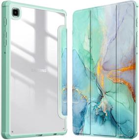 img 4 attached to 📱 Fintie Hybrid Slim Case - Shockproof Cover for Samsung Galaxy Tab A7 Lite 8.7 inch 2021 Model - Emerald Marble Design