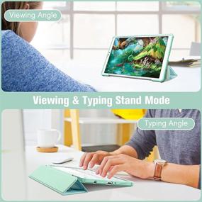 img 1 attached to 📱 Fintie Hybrid Slim Case - Shockproof Cover for Samsung Galaxy Tab A7 Lite 8.7 inch 2021 Model - Emerald Marble Design