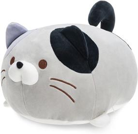 img 4 attached to Soft and Fluffy Gray Cat Plush Toy, Chubby Kitty Stuffed Animal, Adorable Cuddle Pillow Buddy or Decor (13'')