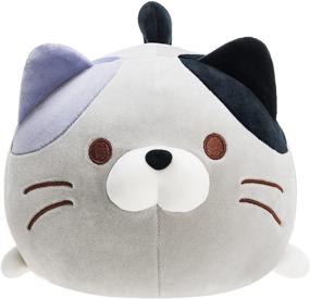 img 3 attached to Soft and Fluffy Gray Cat Plush Toy, Chubby Kitty Stuffed Animal, Adorable Cuddle Pillow Buddy or Decor (13'')