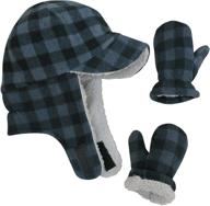 🧢 stay warm and cozy with n'ice caps little boys and baby sherpa lined fleece flap hat mitten winter set logo