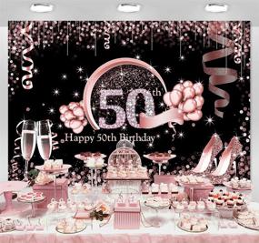 img 2 attached to 🎉 Captivating Sensfun Rose Gold 50th Birthday Backdrop: Glitter Diamonds, Balloons, High Heels! Perfect for Fabulous Women Turning 50! - 7x5ft