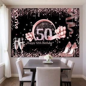 img 3 attached to 🎉 Captivating Sensfun Rose Gold 50th Birthday Backdrop: Glitter Diamonds, Balloons, High Heels! Perfect for Fabulous Women Turning 50! - 7x5ft