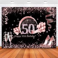 🎉 захватывающий фон для 50-летия sensfun rose gold: блестящие алмазы, шары, туфли на высоком каблуке! идеально подходит для потрясающих женщин, которым исполняется 50! - 7x5 футов логотип