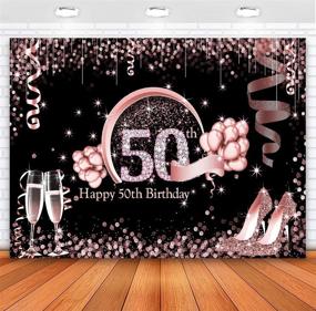 img 4 attached to 🎉 Captivating Sensfun Rose Gold 50th Birthday Backdrop: Glitter Diamonds, Balloons, High Heels! Perfect for Fabulous Women Turning 50! - 7x5ft