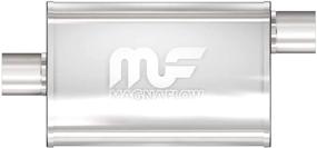 img 1 attached to 🔊 MagnaFlow 11229 Performance Muffler Exhaust - Straight-Through, Oval Center/Offset, 3in Inlet/Outlet, 14in Body Length, Satin Finish - Enhance with Classic Deep Exhaust Sound